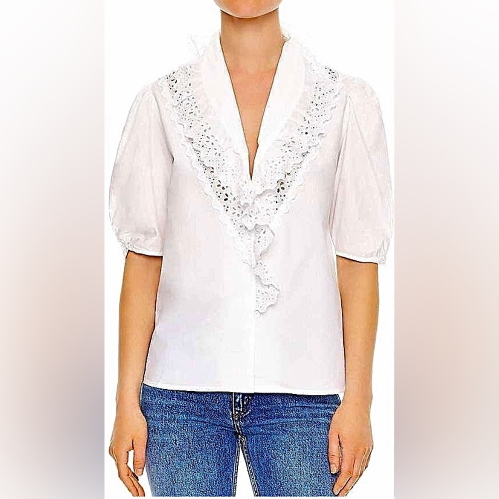 NWOT Sandro Vitaa Oversized Collar w Eyelet Detail Top